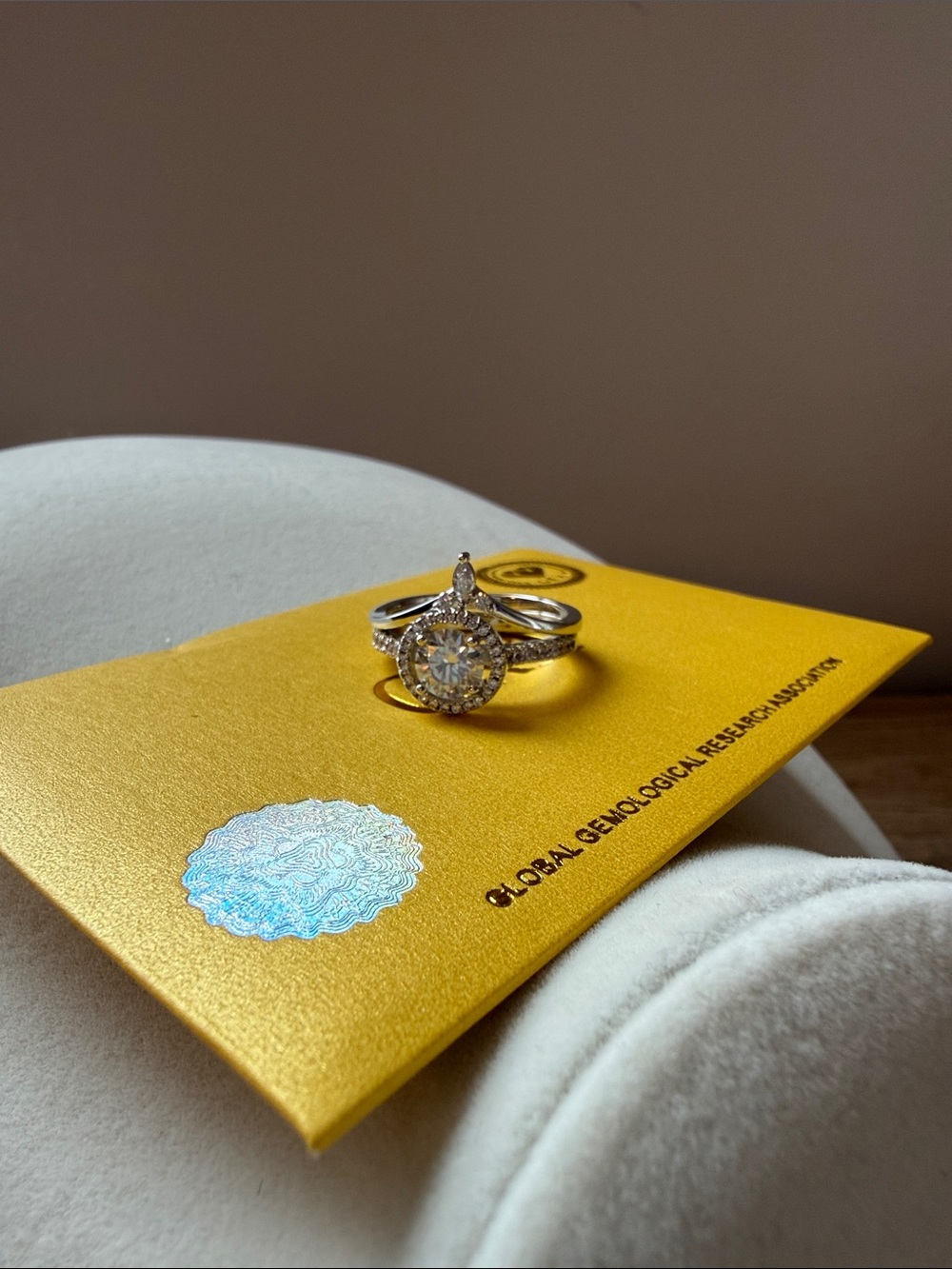 Classic Halo Engagement Ring - Silver with Clear Stone Mojssanite Size 8